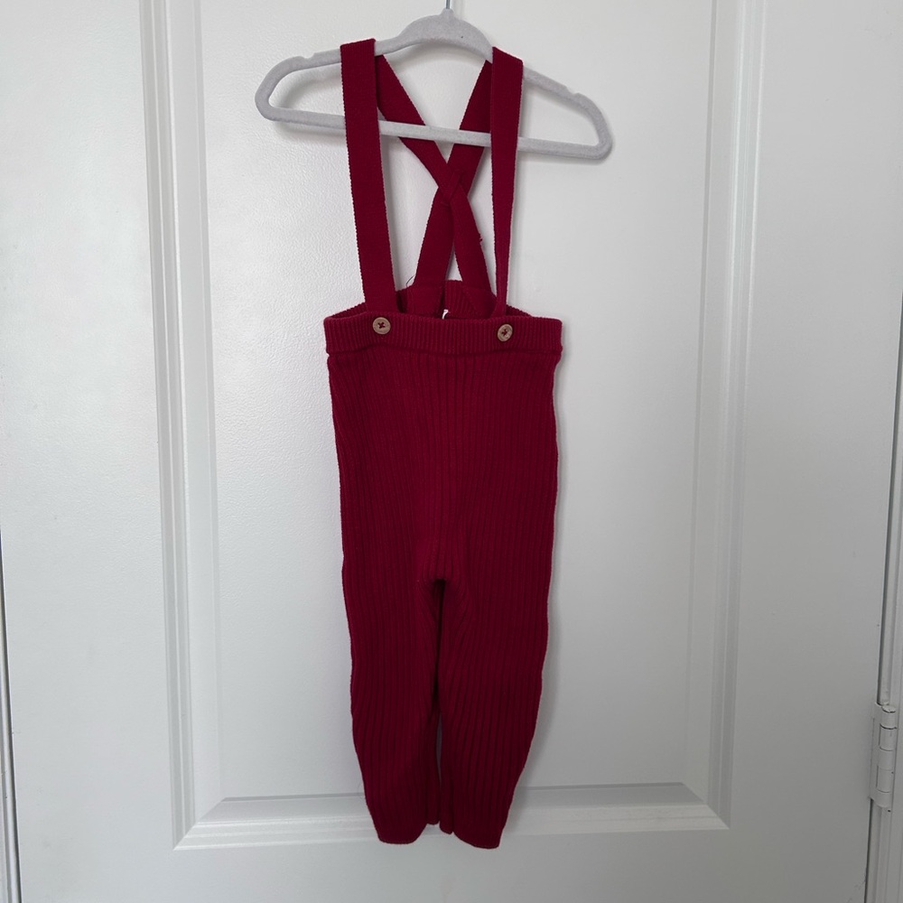 Carter's Red Knit Suspender Pants
